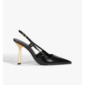 SCHUTZ Black and Gold Slingback Heels